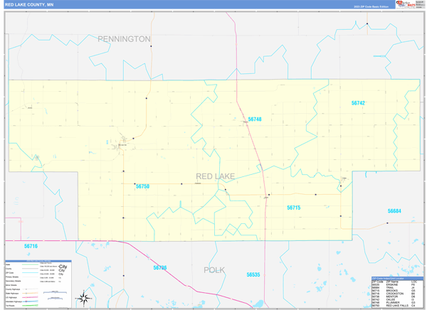 Red Lake County, MN Zip Code Wall Map